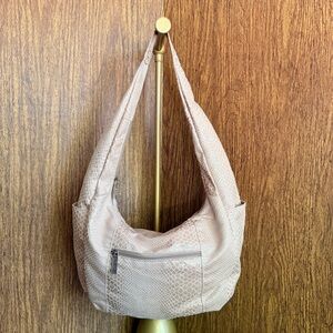 Vintage Y2K Pinky Miami Faux Snakeskin Textured‎ Fabric Shoulder Bag Beige 90s